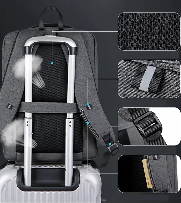 Poslovni laptop ranac CoreAxis – crni vodootporan ranac sa USB priključkom i ergonomskim dizajnom
