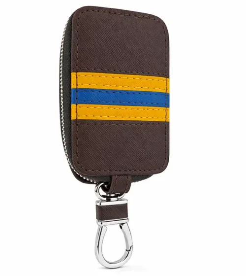 Kožna futrola za ključeve Naviron Tricolor sa metalnom karabinom i trobojnim prugama